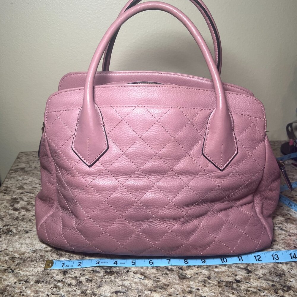 Joann Rivers Quilted Pink Leather Hand Shoulder Tote Bag